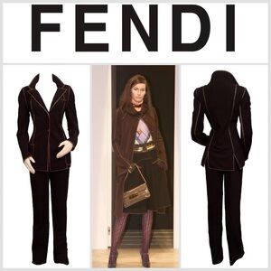 FENDI By KARL LAGERFELD F/W 2000 Jacket & Pants Set VINTAGE RARE Size 44/46